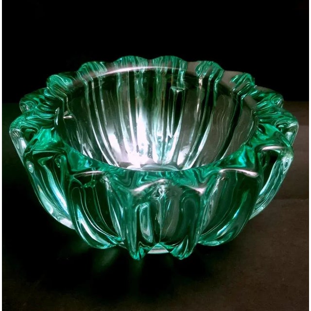 1930s Art Deco Green Molded Glass Bowl by Pierre Davesn, 1930s For Sale - Image 5 of 13