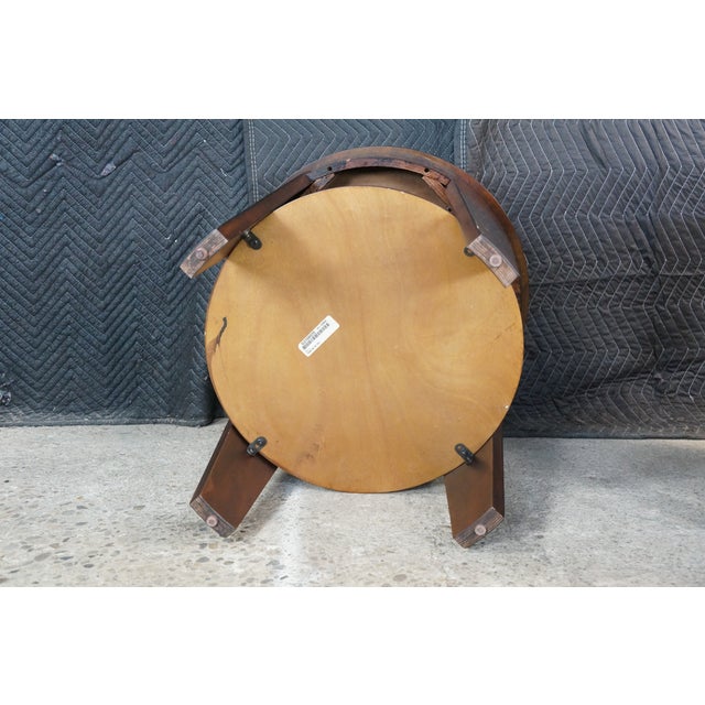 Late 20th Century 2 Hammary Acacia Round Modern Tiered End Tables Nightstands Sunburst Top Pair For Sale - Image 17 of 18