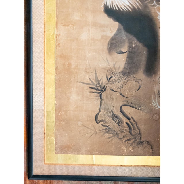 Paper 18th Century Japanese Edo Period Kano School Watercolor Painting of a Hawk For Sale - Image 7 of 15