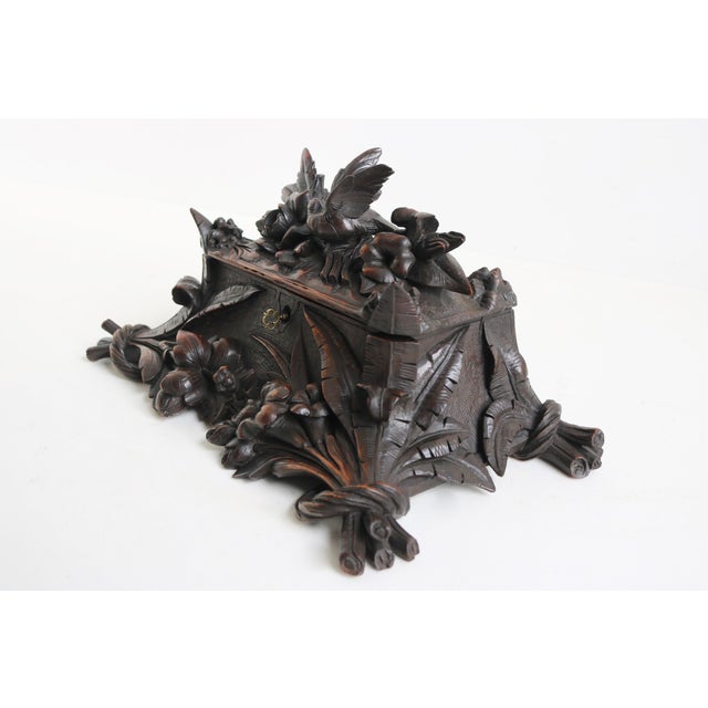 Antique Swiss Hand Carved Black Forest Jewelry Box, 1880 For Sale - Image 3 of 14
