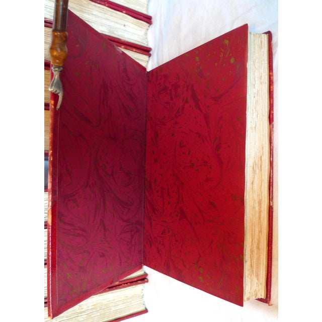 Late 19th Century Illustrated Red Leather Volumes, the Works of Alphonse Daudet - 11 Books. For Sale - Image 4 of 13