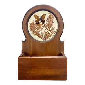 Vintage Boho Farmhouse Pine Butterfly Motif Wall Hanging Planter Box