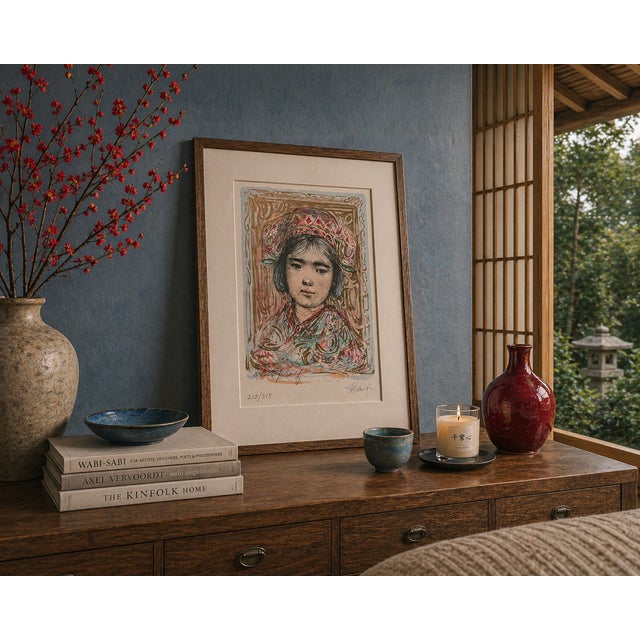 Contemporary 1970s Edna Hibel "Mira" - Li323 -Signed Artist's Proof- 9x12- Child Portrait For Sale - Image 3 of 7