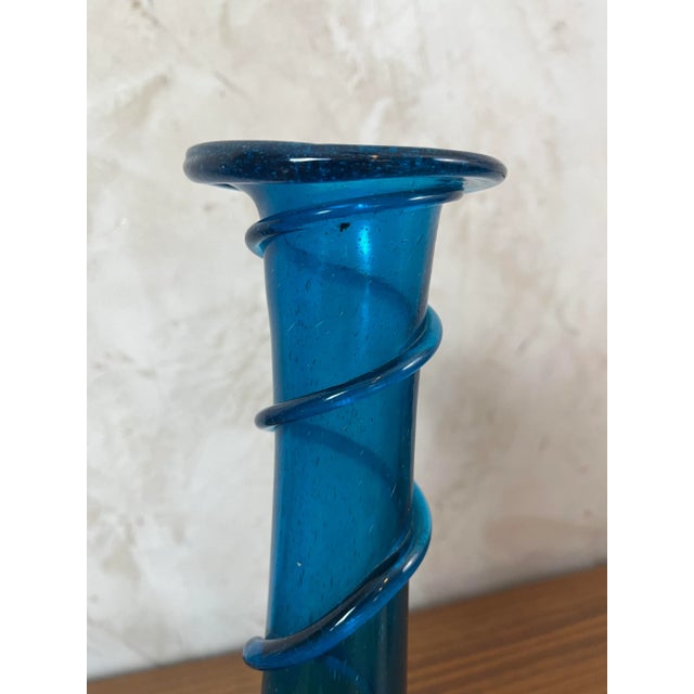 Glass Blue Spiral Vases, 1890s For Sale - Image 7 of 14