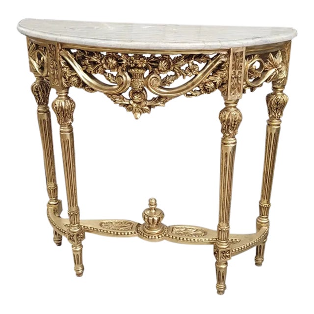 Louis XVI Gilded Console Table For Sale