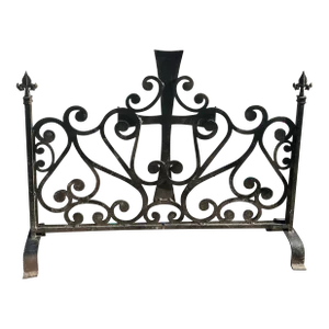 Antique Christian Tabernacle Artisan Made Wrought Iron Fire Place Screen