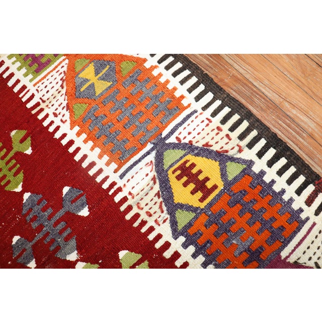 Mid 20th Century Zabihi Collection Turkish Kilim - 2'10" x 4'4" For Sale - Image 4 of 18