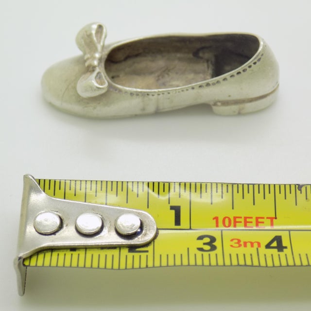 Vintage Italian Handmade Silver Shoe With Ribbon Dollhouse Miniature Collectible For Sale - Image 10 of 10