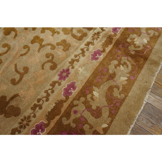 Late 19th Century Calming Tan-Camel Background Color With Special Dragon Design Border Antique Chinese Peking Rug For Sale - Image 5 of 6