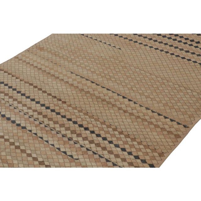 Rug & Kilim Vintage Zeki Müren Rug in Beige-Brown Geometric Pattern - by Rug & Kilim For Sale - Image 4 of 8