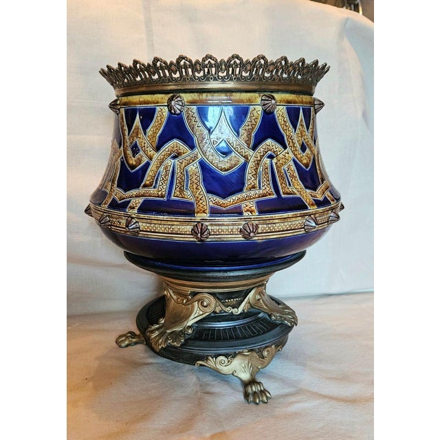 Large Barbotine and Bronze Cache Pot For Sale - Image 11 of 11