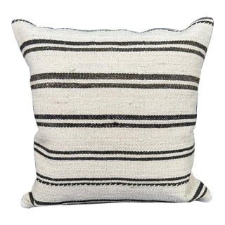 Turkish Hemp Pillow Cushion Natural Beige Black Pillow Cushion Cover 20"x20" For Sale