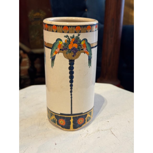 Art Nouveau Antique Art Nouveau Pottery Vase- 1916, Signed For Sale - Image 3 of 11