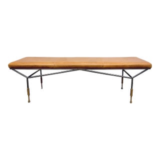 Revelation Modern Rust Brown Leather Bridge Bench For Sale
