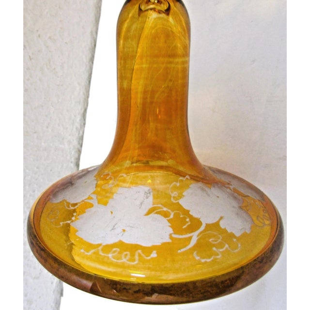 Mid 19th Century Bohemian Amber Compote Cut Crystal Engraved Country Scene of Deer For Sale - Image 11 of 12