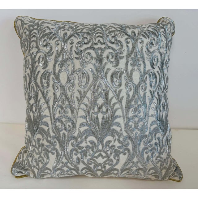 Turkish Ottoman Revival Decorative Pillow with Silver Embroidery, 1990 For Sale - Image 11 of 14