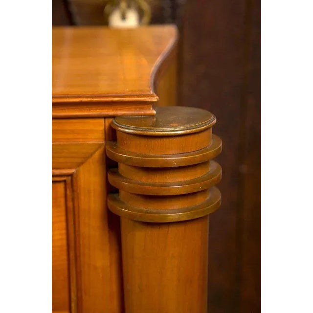 Metal Vintage Mid Century Leleu Style French Bronze-Mounted Satinwood Marquetry Buffet For Sale - Image 7 of 11