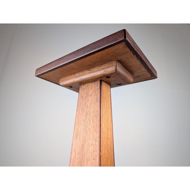 Art Deco Wooden Pedestal Column with Geometric Marquetry, France, 1920s For Sale - Image 10 of 18