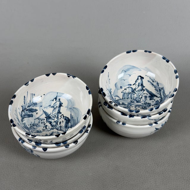 Albisola Mante Majolica Bowl and Cup Set, 1950s, Set of 7 For Sale - Image 6 of 14