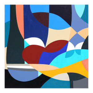 Elefante - Abstract Vibrant Cool Tone Geometric Painting on Canvas Original Artwork by Federico Pinto Schmid