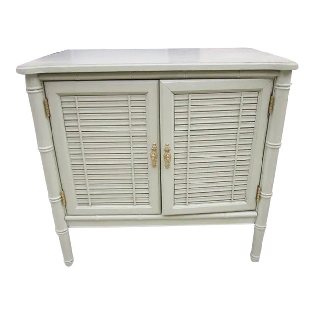 1980s Vintage Buffet Hollywood Regency Two Door One Drawer Sage Green For Sale
