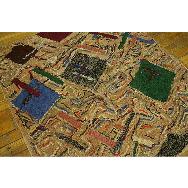 Antique American Hooked rug. Measures: 3'0" x 3'5". Antique American Hooked Rug American Multicolor 1930s, Circa Date:...