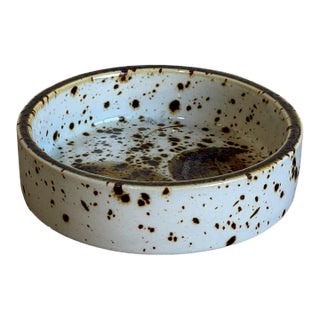 Ceramic Bowl With Speckled Glaze and Leaf Pattern Denmark Mid-Century Modern 1970s For Sale