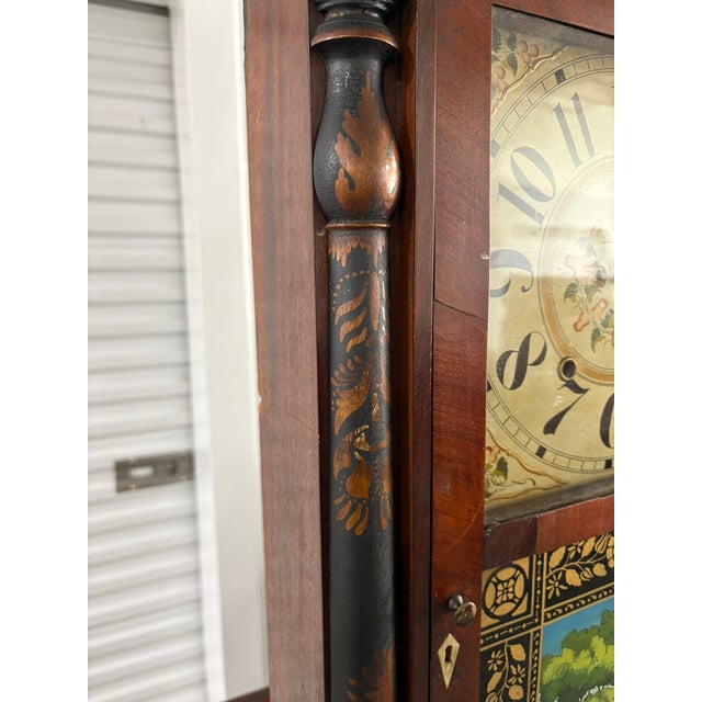 Glass Edward M. Barnes, Bristol, Ct Pillar and Splat Shelf Clock With Reverse Painted Mansion Painting on Bottom Glass, 19th Century For Sale - Image 7 of 9