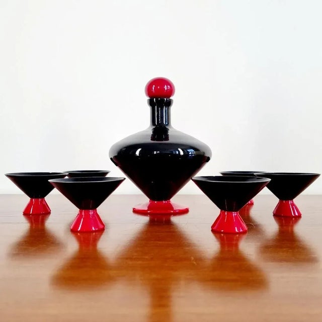 Italian Liquor Set in Murano Glass by Napoleon Martinuzzi for Venini, 1930s, Set of 7 For Sale - Image 9 of 11