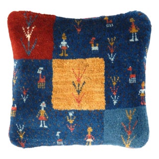 Pasargad DC Fine Hand Knotted Persian Gabbeh Pillow For Sale
