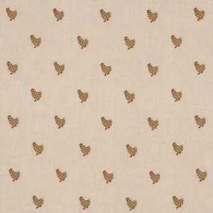 Schumacher Betsy's Chicken Embroidery Fabric In Natural