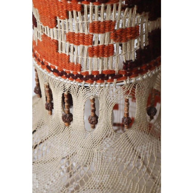 Gold Native American Macrame Boho Staircase Hanging Lamp, 1970s For Sale - Image 8 of 18