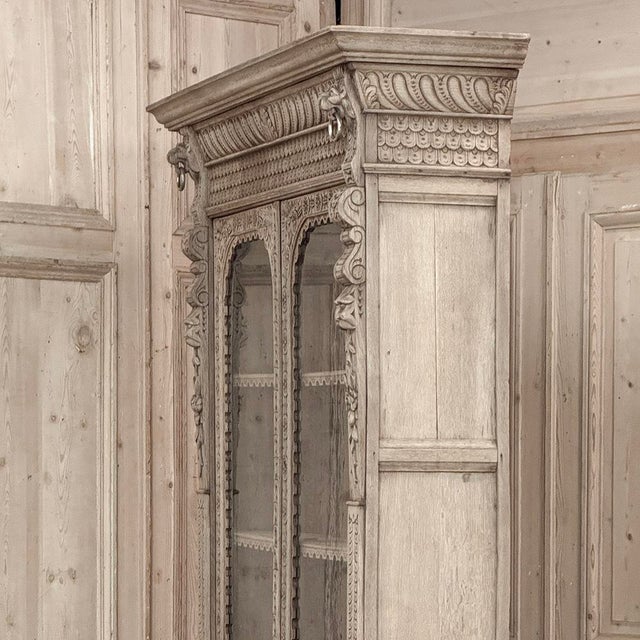 19th Century Belgian Hand-Carved Stripped Oak Bookcase For Sale - Image 14 of 18