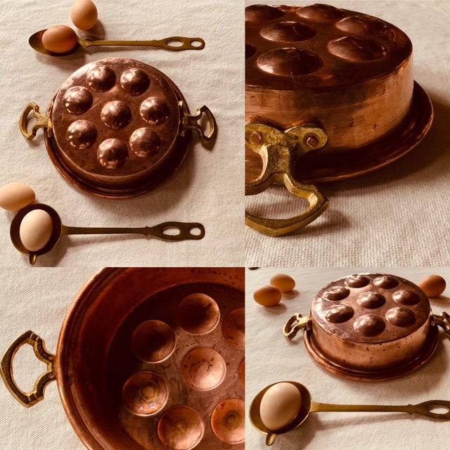 French Copper Escargot Pan With Brass Handles - Handmade 1950s For Sale - Image 10 of 12