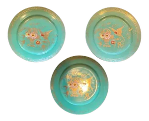 Vintage 1940s Japanese Decorative Plates - Set of 3