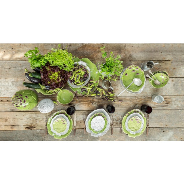 Traditional Bordallo Pinheiro Artichoke Salad Bowl, Green, Set of 2 For Sale - Image 3 of 4