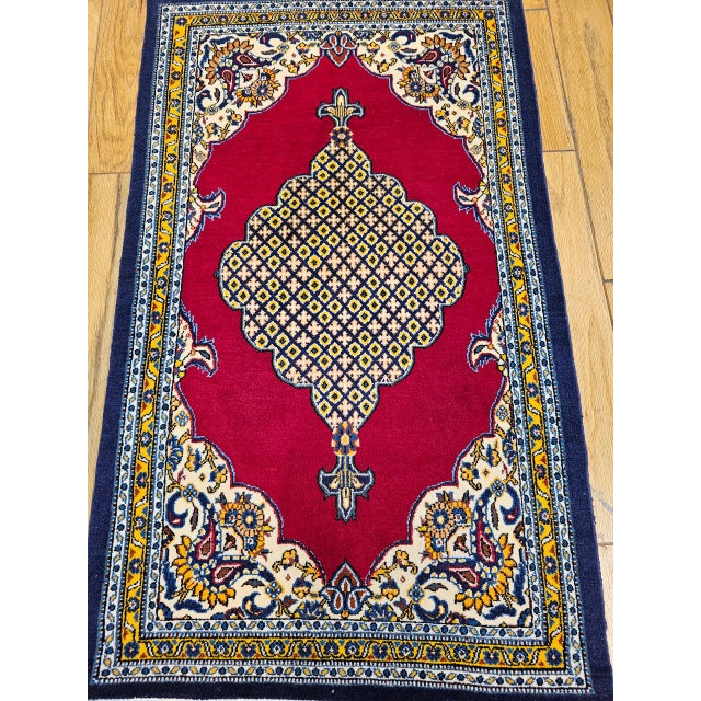 "A finely handwoven vintage Persian Qum area rug from the third quarter of the 20th century, featuring a striking...