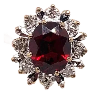 14 Karat Yellow Gold Fashion Ring With Ruby and Diamonds, Size 7.25