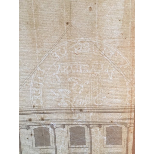 18th Century Original Pen and Ink Architectural Rendering of a Neoclassical Facade in a Gilt Frame. For Sale - Image 11 of 12