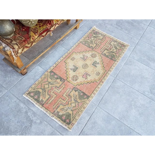 Textile 1950s Turkish Orange & Tan Rug For Sale - Image 7 of 9