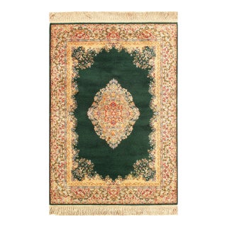 Green Color Machine Made Tabriz Rug 4'4'' X 6' For Sale