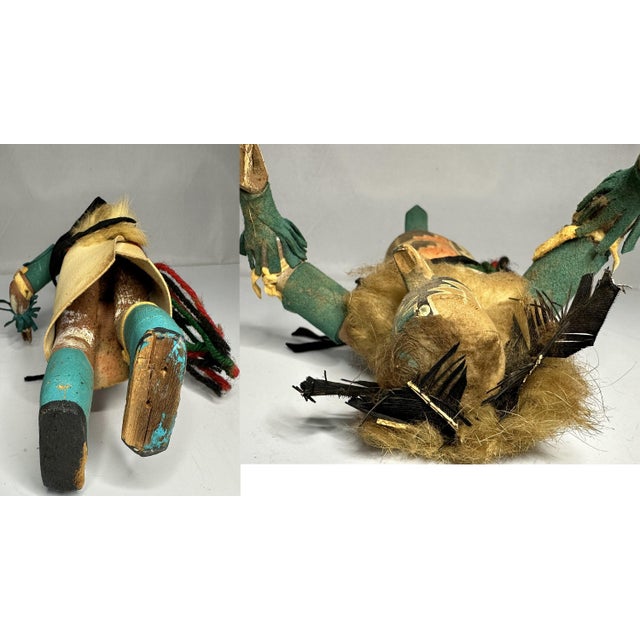 Green Vintage Hopi Kachina Doll: Hand Carved Folk Art, Arizona For Sale - Image 8 of 10