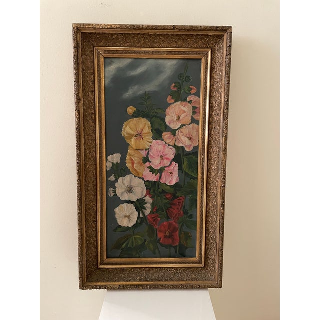A late 19th-century handpainted floral still life, painted in oil on artist’s board and dated April 9, 1890 on the...
