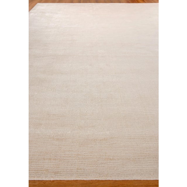 Transitional Exquisite Rugs Soft Lines Handmade Bamboo Silk & Banana Silk Light Beige Rug-10'X14' For Sale - Image 3 of 7