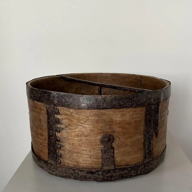 Antique Wrought Iron Wooden Bowl, 1890s For Sale - Image 3 of 8