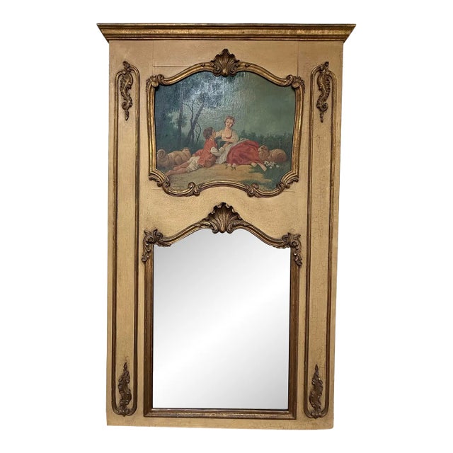 Large 19th Century French Louis XVI Trumeau Mirror For Sale