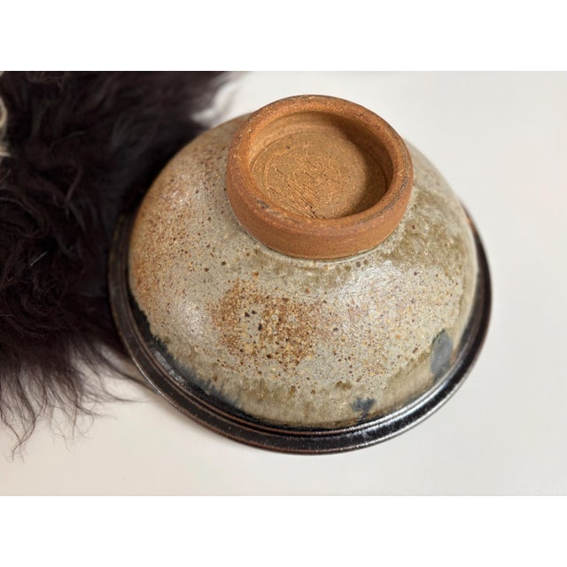 Sculpture Materials 1970s Blue & Brown Large Studio Art Ceramic Bowl, 12”, Signed For Sale - Image 7 of 7