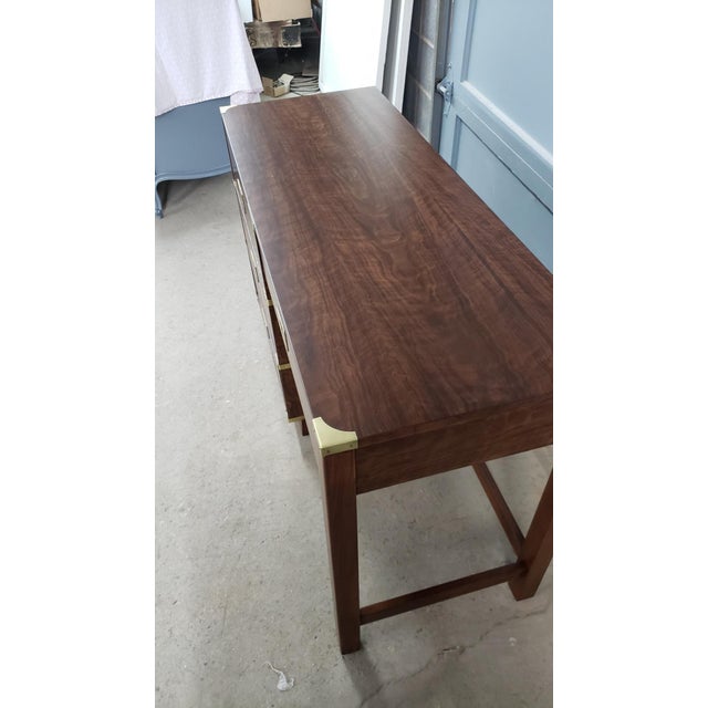 1980s Drexel Campaign Style Desk For Sale - Image 9 of 11