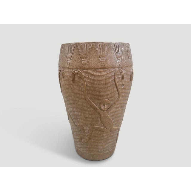 Impressive Antique Teak Wood Hand Carved Container For Sale - Image 4 of 5