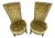 Pair of Vintage Lewittes Hollywood Regency Tufted Citrus Velvet High-Back Dining Chairs For Sale